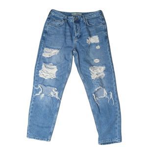 Topshop moto light wash Hayden distressed button fly jeans